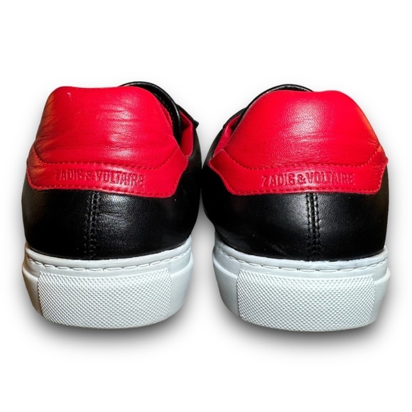 Zadig & Voltaire Red, Black and White Lightning Bolt Leather Sneakers Size 44 - Picture 8 of 15
